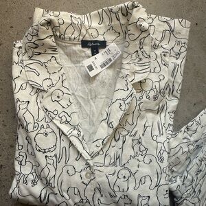 NWT! Reitmans White and Black Dog Print Flannel Pajama Set